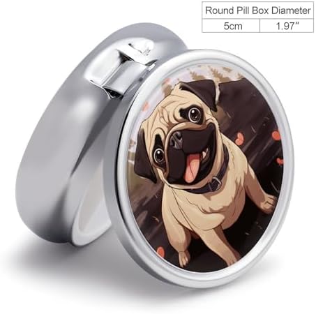 Cute Pet Pill Box for Purse Pocket Small Round Pill Case Decorative Medicine Box Travel Medicine Tablet Case Vitamin Organizer Pill Container Holder Unique Gift
