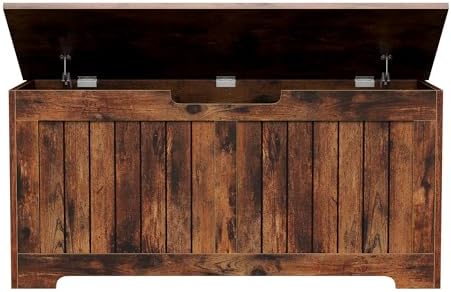 Wooden Storage Chest,30/40 Inch Storage Trunk w/2 Safety Hinges, Storage Bench, Modern Lift Top Chest Box Organizer (Rustic Brown, 40 Lx 15.7 W x19 H Inch)