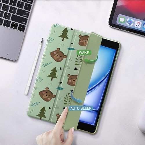 Cute Kawaii Bear Case for 10.5" iPad Pro(2017)/iPad Air 3, Clear TPU Smart Stand Back Cover with Pencil Holder, Auto Wake/Sleep Foldable Shockproof Protective Case