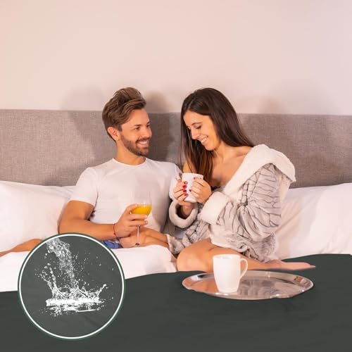 Tisancy Waterproof Bed Blanket Throw Size 55'' x 78'' Black Polyester, TPU Waterproof Film Mattress Protector Mat with Storage Bag for Bed Cover