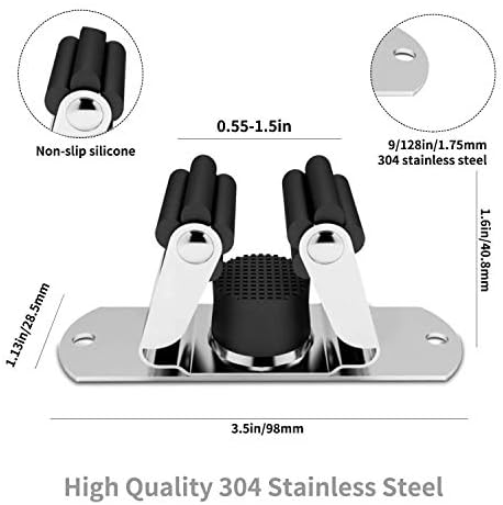CWOVRS Broom Holder Wall Mount, 4 Pack Mop Holder Stainless Steel Mop and Broom Holder Heavy Duty Broom Hanger Wall Mount for Kitchen Garden Garage etc.