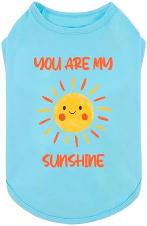 Fitwarm You are My Sunshine Dog Shirt, Tropical Summer Clothes for Small Dogs Boy Girl, Funny Pet Outfit, Blue, Yellow, Medium