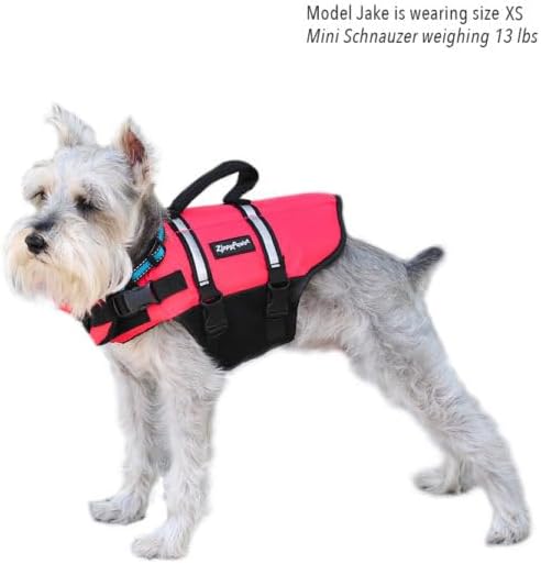ZippyPaws Adventure Dog Life Jacket - Dog Life Vest for Swimming & Boating | Fits Pets, Lightweight Dog Flotation Device for Water Safety, Padded Handle, Adjustable Fit, 6-10" - XX-Small, Red