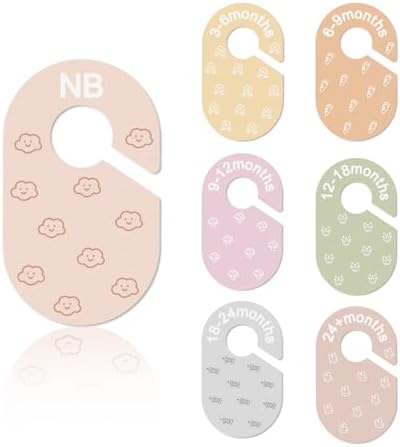 slapaflife Baby Closet Dividers, Double-Sided Cute Design Baby Clothes Dividers for Closet, Baby Clothes Organizer for Sorting Clothing in 7 Sizes from Newborn to 12+ Months