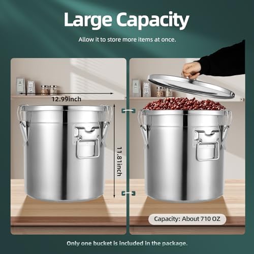 304 Stainless Steel Airtight Canister w/Lid(21L/4.62Gal)