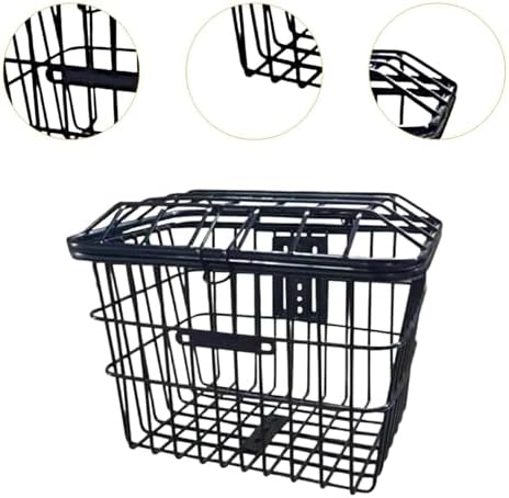 SM SunniMix Bike Basket Iron Wire Storage Bin Universal Mount Cargo Carrier with Cover Enhanced Design for Shopping Pet Supplies Suitable for Adult