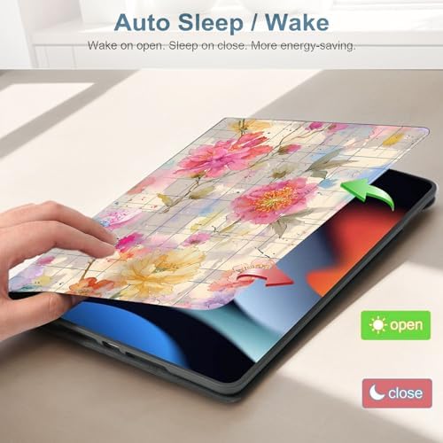 for Samsung Galaxy Tab S8/S7 2022/2020 11 Inch (SM-X700/X706/T870/T875/T878) Tablet Protective Cover with Adjustable Stand and Magnetic Auto Wake/Sleep,Watercolor Floral