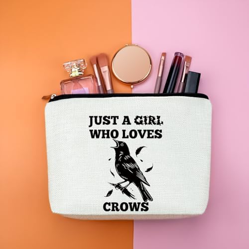Crow Lover Gifts Makeup Bag Crow Gifts for Women Crows Themed Gift Black Crows Cosmetic Bag Bird Watching Gift Bird Lover Birthday Christmas Graduation Gift for Friend Daughter Colleague Sisters