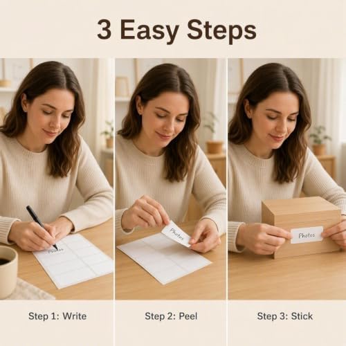 Waterproof Removable White Labels 1×2" & 1×3" for Freezer Organization | 400PCS set with Marker, Write-On Blank Home Organizing Labels for Food Containers Jars Bottles. Water/Oil/Tear Resistant