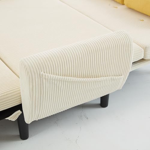 52" Corduroy Love seat Sofa Day Bed Recliner with Storage Pocket USB Charger Minimalist Design 2-Seat Sofa Set with Velvet Fabric for Living Room Office Apartment Black