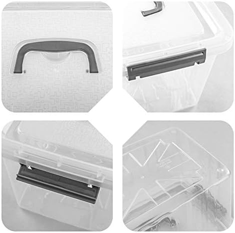 Farmoon 12 Quart Clear Latch Storage Bin with Lid and Grey Handle, 1 Pack