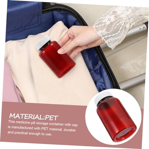 Healifty 12 pcs Amber Plastic Medicine Containers with Sealing Caps Leak Empty Pill Storage Bottles Pet Material Portable Pill Organizer for Travel and Daily Use