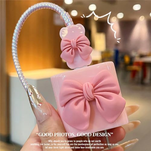 Cute Cable Protector for iPhone18W/20W Charger Power Adapter with 3D Bow Tie Charger Cord Protector,Soft Data Line Cable USB Wire Saver,Data Cable Phone Charger for iPhone8 11 13 14 15 16 Plus Pro Max