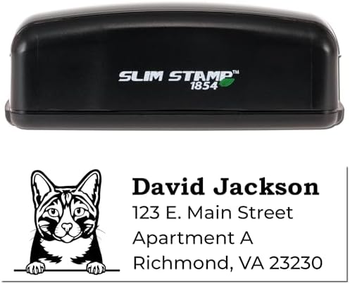 Personalized Arabian Mau Address Stamp - Custom Handcrafted Return Address Stamp for Pet Owners - Unique Address Stamp for Personal Use - Gift for Cat Lovers - 7/8 x 2-1/4