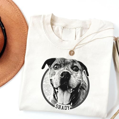 Chillever Personalized Dog Potrait Hoodie, Custom Photo Dog Mom Shirt, Sweatshirt, Gift for Dogs Cat Lovers