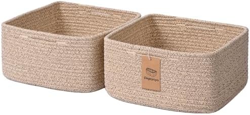 Storage Baskets for Shelves, 2 Pack Shallow Basket