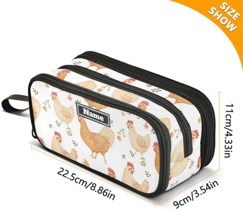 KLL Custom Large Capacity Pencil Case Organizer Teacher Pencil Pen Case Cosmetic Makeup Preppy School Supplies Portable Sweet Pet Chicken White
