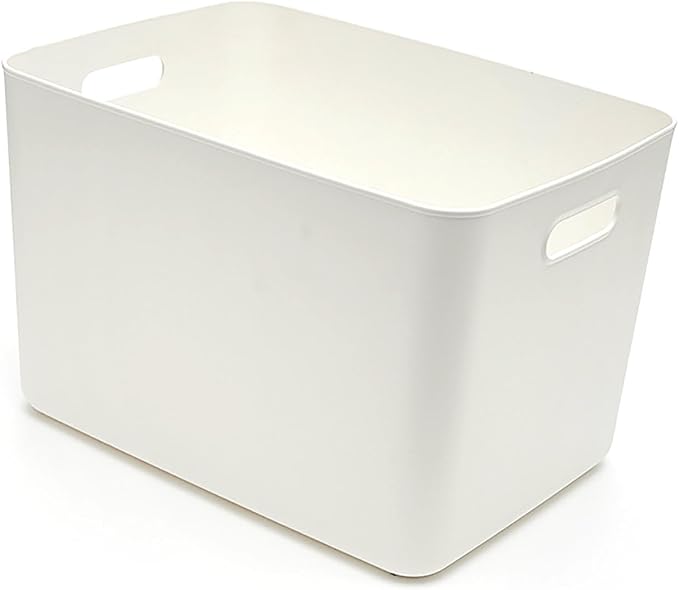 Large White PET Organizer Bins with Handles and Portable Design for Pantry Storage Bathroom Food Organization