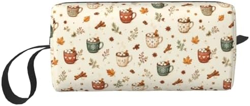 Hot Chocolate Mugs Makeup Bag for Women | Small Travel Cosmetic Pouch with Zipper, Compact Makeup Organizer Bag for Purse, Toiletries, Skincare & Daily Essentials