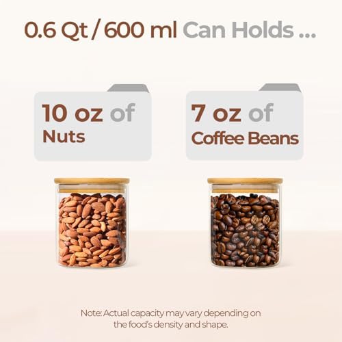 ComSaf Glass Storage Containers with Lids 0.6 Qt, 6 Pack Small Glass Jars | Small Glass Containers, Spice Jar, Cookie, Snack Station Organization, Coffee Bar Organization, Size For Subpackage, BPA Free