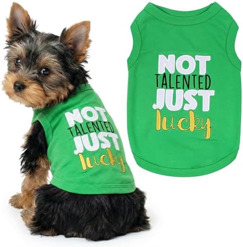 Parisian Pet Dog Shirt – 100% Cotton Green Shirts for Small Dogs – Sleeveless Puppy Vest – Lightweight and Breathable Funny Pet Apparel – St. Patrick’s Day Dog Clothes - Stretchy T Shirts for Dogs