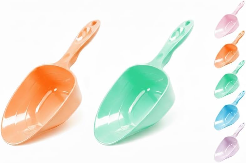 Melamine Pet Food Measuring Scoop, 1 Cup 1/2 Cup 1/4 Cup with Clear Measurement Lines for Dog, Cat, Bird, and Rabbit, Durable, Ergonomic Handle, Dishwasher safe-Orange & Baby Green