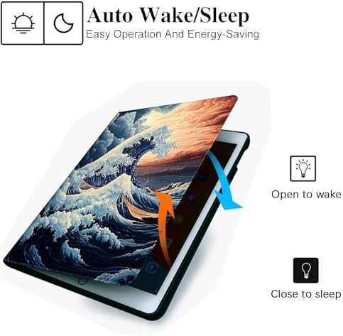 for Microsoft Surface Pro X/Pro X Plus-13 2019/2020/2021/2024 Tablet Case,Auto Wake/Sleep,Adjustable Stand Protective Cover - Wave Art