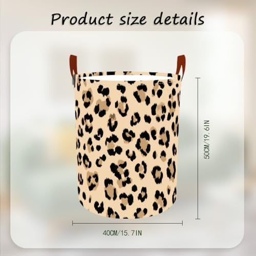 Laundry Basket 15.7x19.7 in Leopard Print Hamper for Bedroom