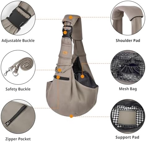 CUBY Dog and Cat Sling Carrier - Hands Free Reversible Pet Papoose Bag - Soft Pouch and Tote Design - Suitable for Puppy, Small Dogs Cats Outdoor