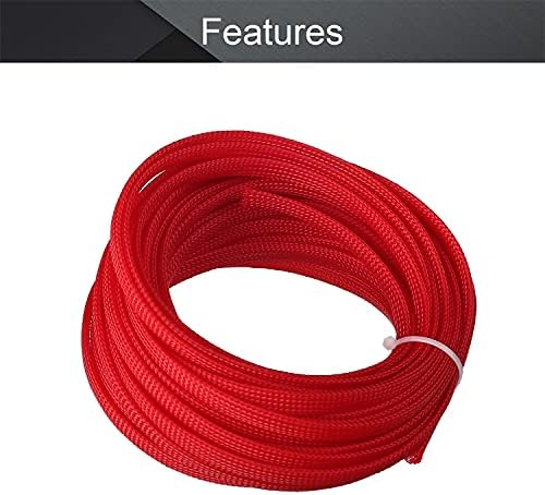 Othmro 32.8ft Length Expandable PET Flexible Braided Cable Sleeves 0.31in Width Wire Loom Sleeving and Organizers Flexible Wire Mesh Sleeves for TV Audio PC Computer Cords from Pet Chewing Red