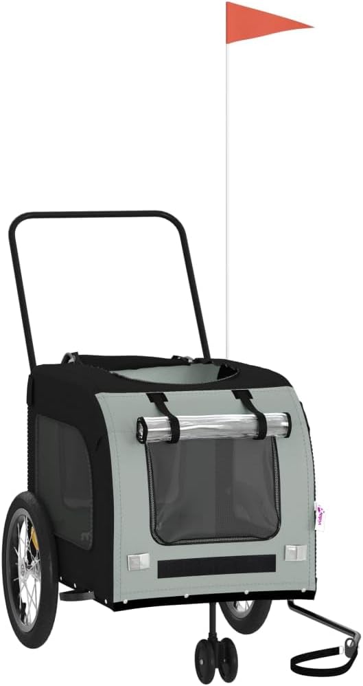 Pet Bike Trailer Orange and Gray Oxford Fabric Dog Bicycle Trailer with Iron Frame, 3-Wheel Pet Cargo Carrier for Small Dogs and Groceries, Includes Safety Flag and Reflectors