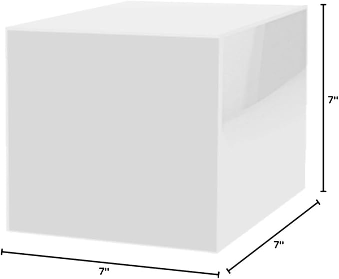 7 Inch White Acrylic Display Box Versatile Square Plexiglass Retail Product Storage Bin or Merchandise Riser with One Open Side No Assembly by Marketing Holders