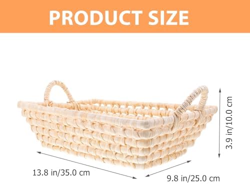 Woven Storage Basket for Organizing Snacks, Corn Husk