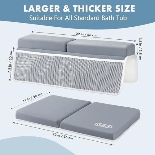 beiens Bath Kneeler and Elbow Rest Pad Set - 1.5'' Comfortable Thick Baby Bath Kneeler Pads, Quick Dry Soft Kneeling Pad for Baby Bath Time, Non-Slip Knee& Arm Support Bathtub Mat with Toys Organizer