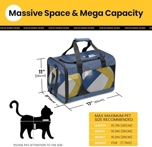 Conlun Cat Carrier Airline Approved, Soft-Sided Dog Carrier with Inner Safety Leash, Pet Transport Carrier for Small-Medium Cats Puppies up to 15 Lbs, Collapsible Travel Kitten Carrier Bag -Blue M | Airline Approved,with Inner Safety Leash,Collapsible ...