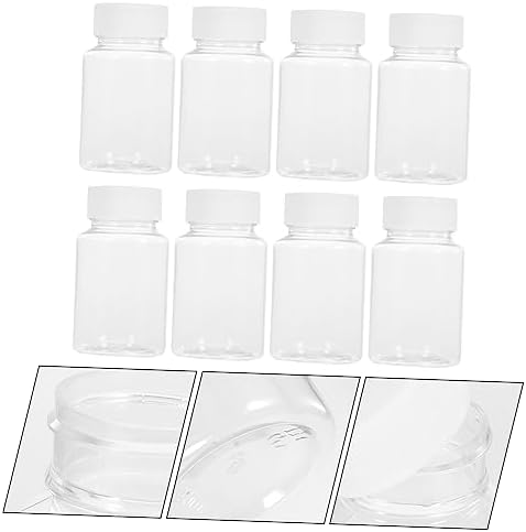 COLLBATH 12Pcs Pet Pill Container Bottles for Medicine Storage Refillable Tablet Dispenser Transparent Storage Bottles with White Caps
