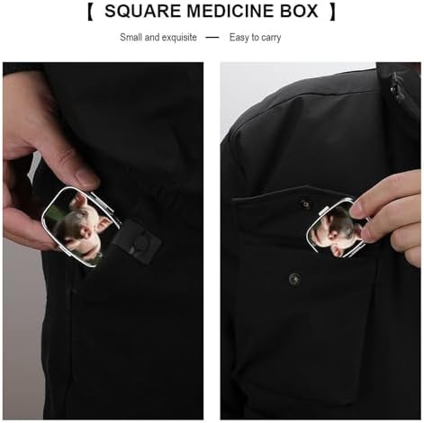 Cute Pets Pill Box 2 Compartment Pill Case Portable Pocket Pill Organizer Medicine Vitamin Organizer for Men Women