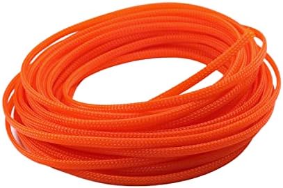 Bettomshin 1Pc 32.8Ft(10m) Cable Management Sleeve, 3/16"(4mm) Width PET Orange Cord Protector, Wire Loom Tube Insulated Split Sleeving for USB Cable Power Cord Organizer Video Cable Hider