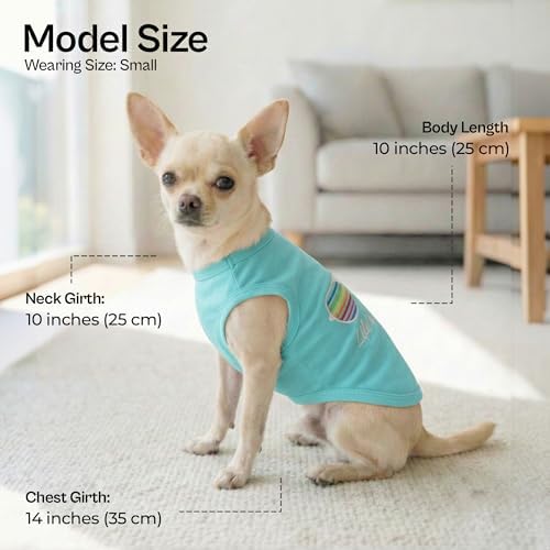 Parisian Pet Beach Dog Shirt – 100% Cotton Shirts for Small Dogs – Sleeveless Pet Vest – Lightweight and Breathable Dogs Apparel – Cute Summer Dog Clothes - Stretchy T Shirts for Pets