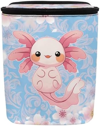 DISNIMO Cherry Blossom Axolotl Car Trash Can with Lid Cute Car Accessories Leak Proof Car Trash Bag Hanging Car Garbage Can Multipurpose Storage Container for Back Seat Road Trip