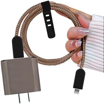 CameCosy Phone Cable Protector for iPhone 18W/20W USB-C Charger, Unique Design Clear Black Cover, Translucent Silicone Data Line Cable Cover Wire Saver for iPhone