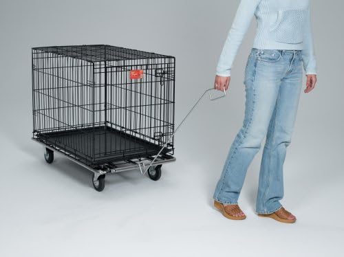 MidWest Homes for Pets Universal Dog Crate Dolly, Heavy-Duty Stainless Steel, Easy-Roll Wheels, Designed for Crates, Carriers, and Pet Equipment