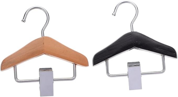 KESYOO 2pcs Wooden PET Apparel Hanger Dog Clothing Hanging Rack Clips Puppy Dress Pants Storage Organizer