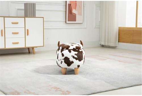 Home 2 Office Cow Ottoman for Kids' Bedroom, Playroom, Nursery, and Living Room, Animal Ottoman with Storage, Footstool for Kids, Brown Cow Print