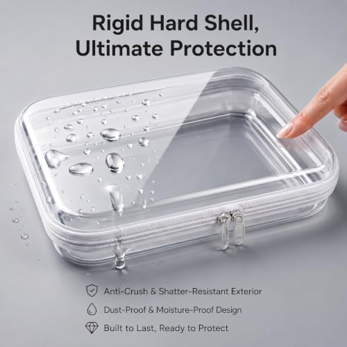 3 Pack Clear Hard Shell Zipper Case, Large Diaper Bag Organizer | Transparent, Double Zipper, Anti-Deformation, Electronics Cosmetics Toy Storage, Travel Makeup Toiletry Bag