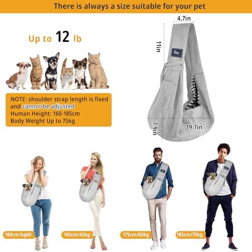 CUBY Dog and Cat Sling Carrier - Hands Free Reversible Pet Papoose Bag - Soft Pouch and Tote Design - Suitable for Puppy, Small Dogs Cats Outdoor