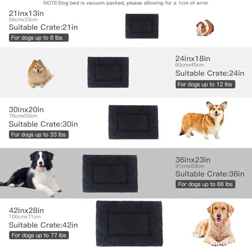 BVAGSS Reversible Dog Crate Pad, Memory Foam Pet Bed Mat, Soft Warm Machine Washable Sleeping Kennel Mattress for Small Medium Dogs XH079 (21''x13''x1.6'',Dark Grey)