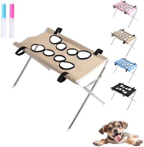 Sylphix 2-in-1 Foldable Pet Grooming Bed,Pet Grooming Bath Stand，Coffee | Foldable Pet Bathing Stand With Quick Dry Mesh Table, Secure Support Strap For Nail Trimming,Bathing,Haircuts & Pet Care