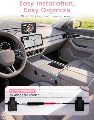 S100C Pink Baby Car Camera USB Powered, Crystal Clear Auto IR Night Vision in Total Dark, Adjust Brightness & 1080P 5" IPS Monitor, 3X Zoom & 360 Rotating Backseat/Carseat Camera for Car Baby Monitor
