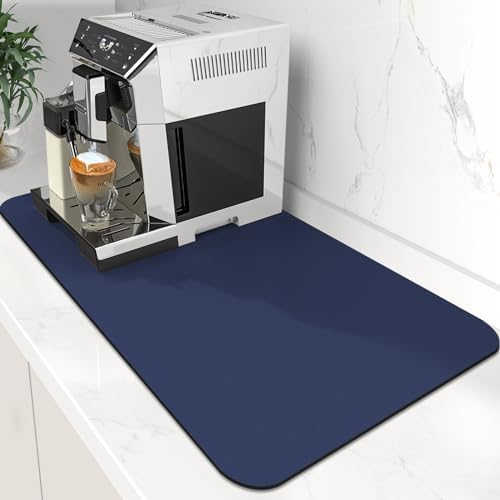 Coffee Mat Super Absorbent Dish Drying Mat Coffee Bar Mat 16"x 24", Blue